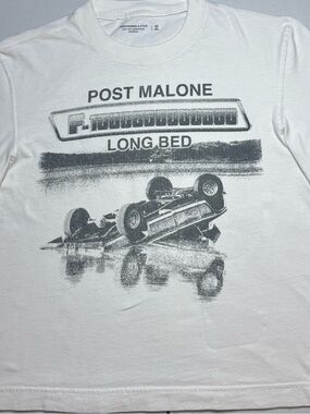 Abercrombie Post Malone Graphic Tee XS Cropped White Vintage Band
